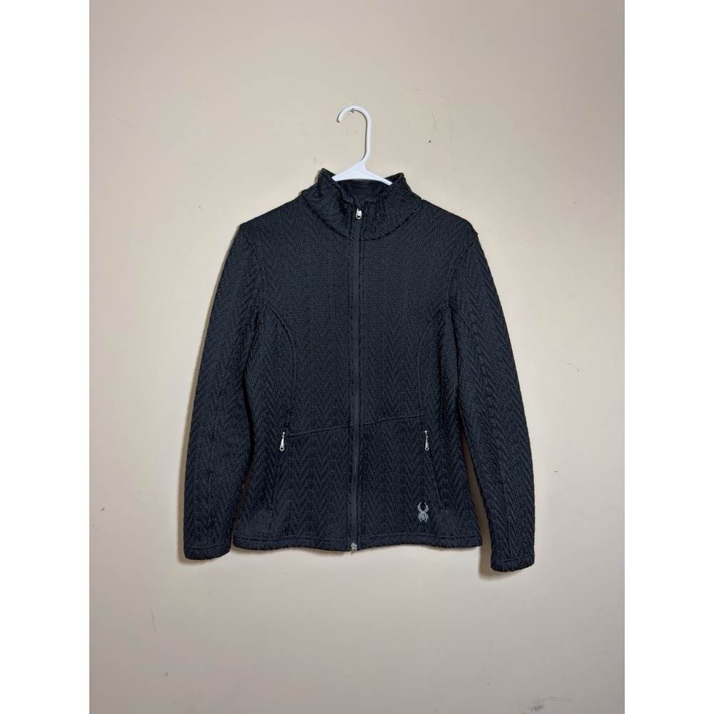 Spyder Jacket Women Size M Blue Cable Knit Textured Sweater Active Outdoors